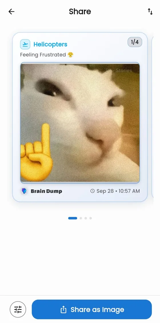 Share screen previewing a thought as a shareable image card